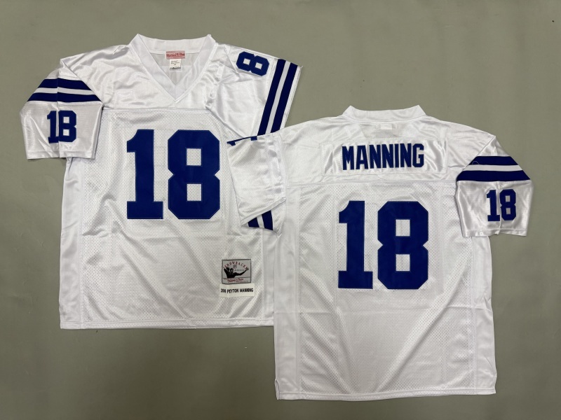 Men 2025 Indianapolis Colts #18 Manning white Throwback Limited NFL Jersey style 001